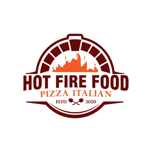 Pizza Logosu, Yaratıcı Odun Fırını ve Wood Kavram Logosu Tasarım Şablonu 'nu ateşledi