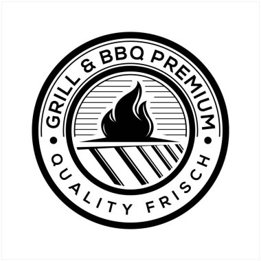 Vintage Retro rustic BBBQ Grill, Barbekü, Barbekü Etiketi Logo tasarım vektörü