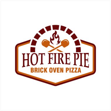 Pizza Logosu, Yaratıcı Odun Fırını ve Wood Kavram Logosu Tasarım Şablonu 'nu ateşledi