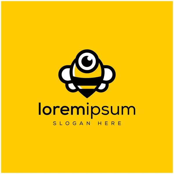 Sarı yarım daire şeklinde sürekli çizgi biçiminde soyut arı logosu