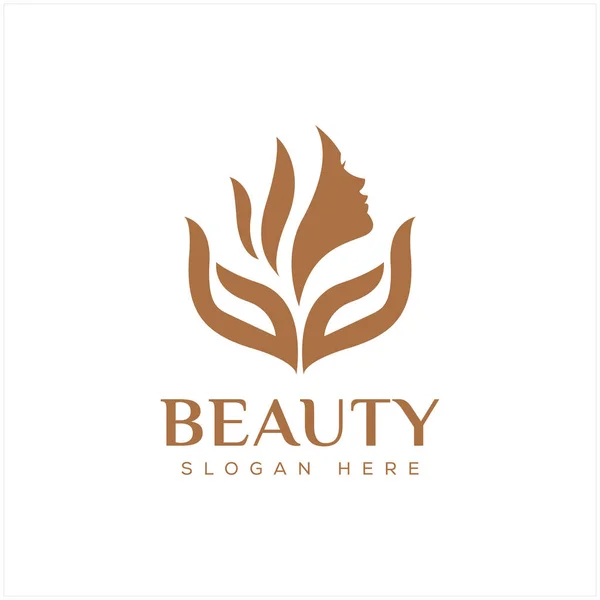 Güzel kadın moda logosu. Altın Soyut vektör şablonu