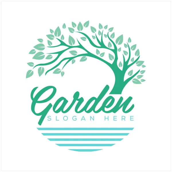 Yeşil Bahçe Vektör Logo Şablonu.