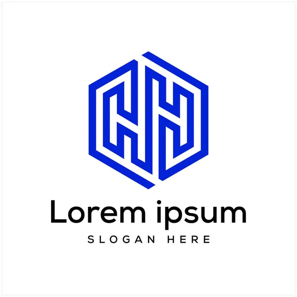 İlk HH Harf Logosu Tasarım Vektör Şablonu. 