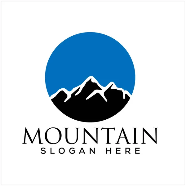 Minimalist manzara tepeleri, dağ tepeleri dere silueti logo tasarımı vektörü