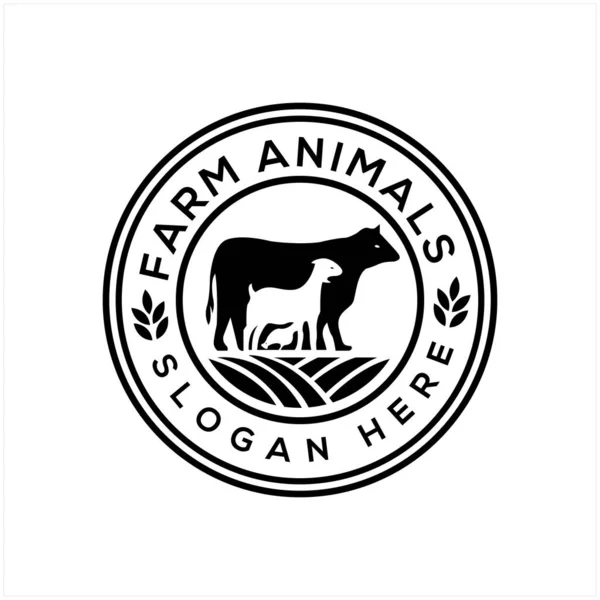 Çiftlik hayvanları logosu, çiftçilerin pazar vektör simgesi, hayvancılık logosu.
