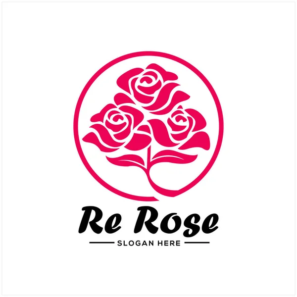 Red Rose Logo Vektorabbildung Emblemdesign Auf Weißem Hintergrund — Stockvektor