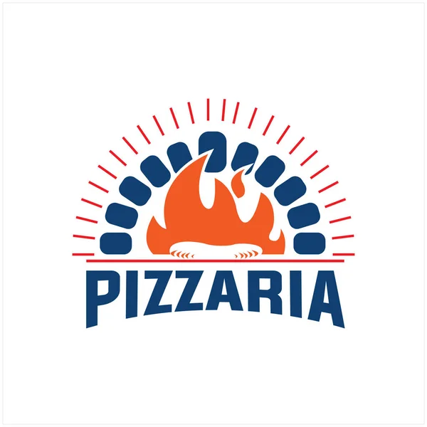 Pizza Logo Creative Firewood Oven Wood Fired Concept Logo Design — Stock Vector