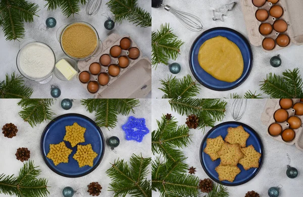 Instrukcje Krok Kroku Jak Zrobić Domowe Ciasteczka Świąteczne Wigilię Bożego — Zdjęcie stockowe