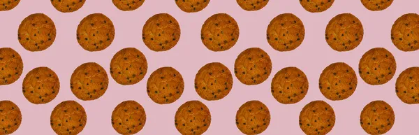 Biscoitos Caseiros Doces Com Chips Chocolate Isolados Fundo Levitação Doces — Fotografia de Stock