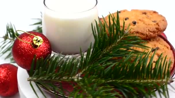 Bebida Tradicional Navidad Cóctel Ponche Huevo Galletas Chocolate Caseras Vaso — Vídeos de Stock