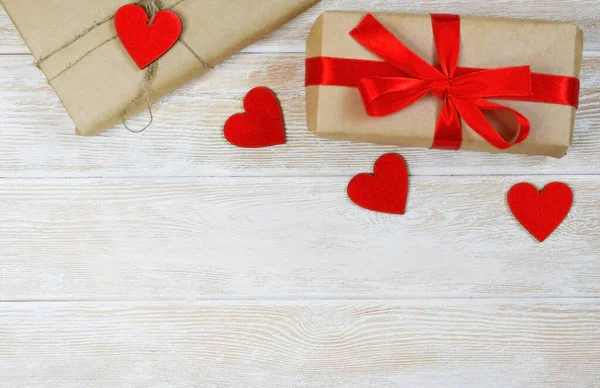 Fond Saint Valentin Avec Espace Copie Pour Texte Boîte Cadeau — Photo