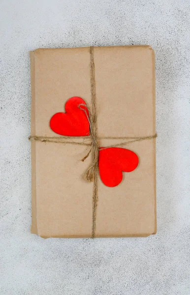 Поздравительные Открытки День Святого Валентина Крупным Планом Праздничная Подарочная Коробка — стоковое фото