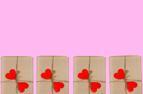 День Святого Валентина Фон Копировальным Местом Текста Праздничная Коробка Подарка — стоковое фото
