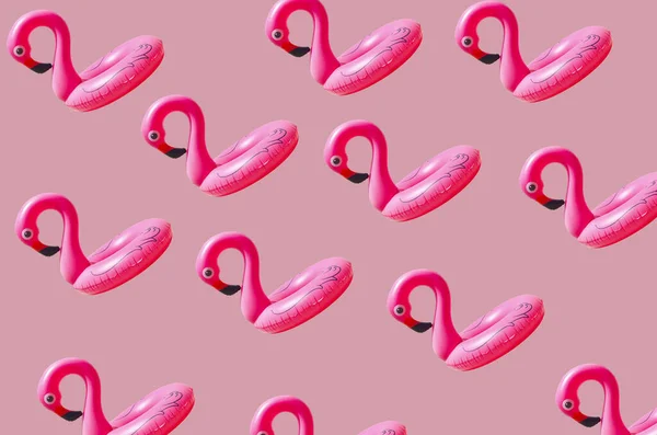 Надувное Кольцо Детей Летних Каникул Фламинго Бесшовный Узор — стоковое фото