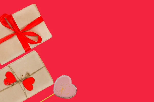 Dia dos namorados fundo com decoração forma coração, feriado festivo cartão de saudação — Fotografia de Stock