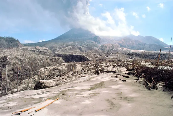 Vue Quand Mont Merapi Yogyakarta Éclate 2010 — Photo