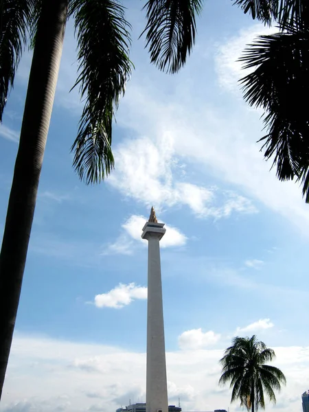 Pomnik Narodowy Indonezyjski Pomnik Nasional Skrócie Monas Jest 132 Obelisk — Zdjęcie stockowe