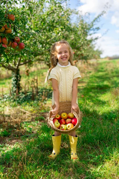 Una Ragazza Carina Maglione Giallo Vestito Bianco Wellies Giallo Con Foto Stock