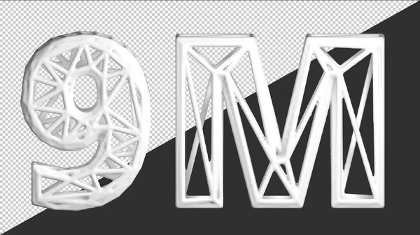 3D横幅与9M追随者 谢谢你的订阅 白文本 3D渲染网格文本 — 图库矢量图片