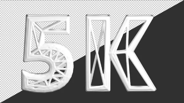 3D横幅与5K追随者 谢谢你的订阅 白文本 3D渲染网格文本 — 图库矢量图片