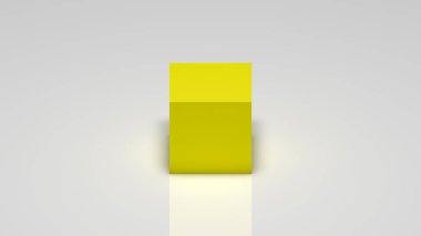 3D görüntüleme, beyaz arkaplanda sarı bir küp