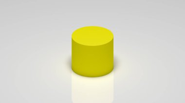 3D görüntüleme, beyaz arkaplanda sarı bir silindir