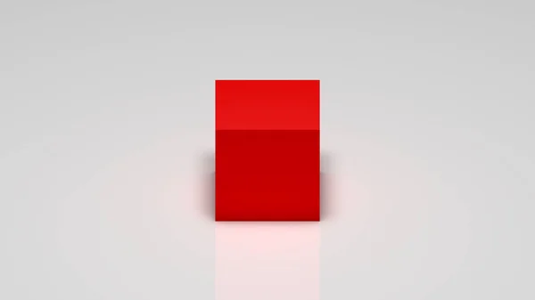 Rendering Red Cube White Background — Stockfoto