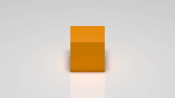 Rendering Orange Cube White Background — Stockfoto