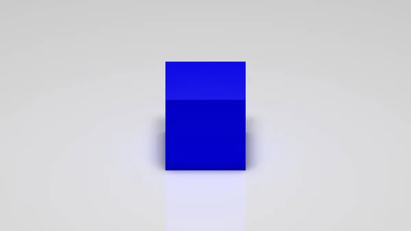 Rendering Blue Cube White Background — Stockfoto