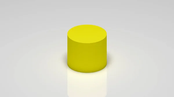 Rendering Yellow Cylinder White Background — Fotografia de Stock