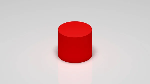 Rendering Red Cylinder White Background — Stock Photo, Image