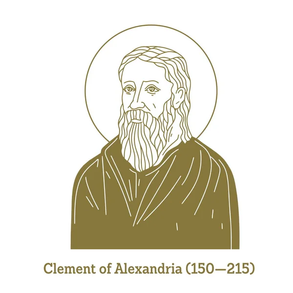 アレクサンドリアのクレメント Clement Alexandria 150 215 アレキサンドリアのカトリック学校で教えたキリスト教神学者 哲学者 弟子にはエルサレムのオリゲネスとアレクサンダーがいる — ストックベクタ