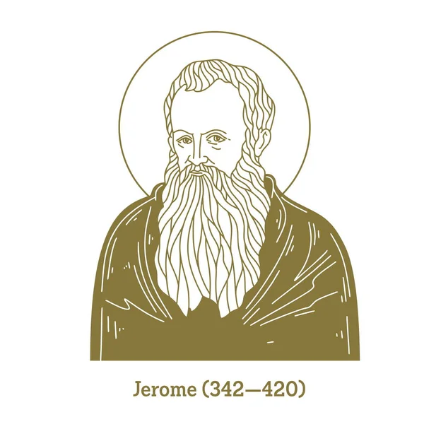 ジェローム Jerome 342 420 はキリスト教の司祭 神学者 歴史家であり 一般に聖ジェロームとして知られている — ストックベクタ