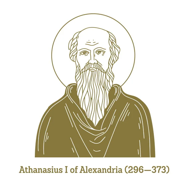 亚历山大图书馆的阿萨纳西乌斯一世 296 373 是亚历山大图书馆的第20位主教 阿萨那西乌斯是一位基督教神学家 一位教会之父 三位一体反对阿里主义的主要捍卫者 — 图库矢量图片