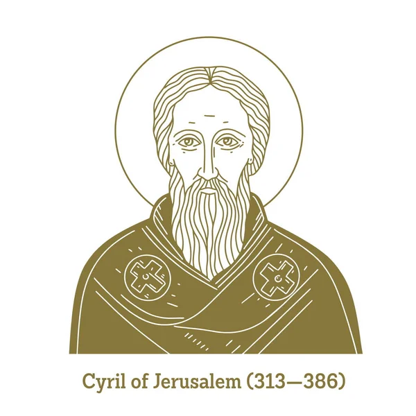 Cirilo Jerusalén 313 386 Fue Teólogo Iglesia Primitiva — Vector de stock