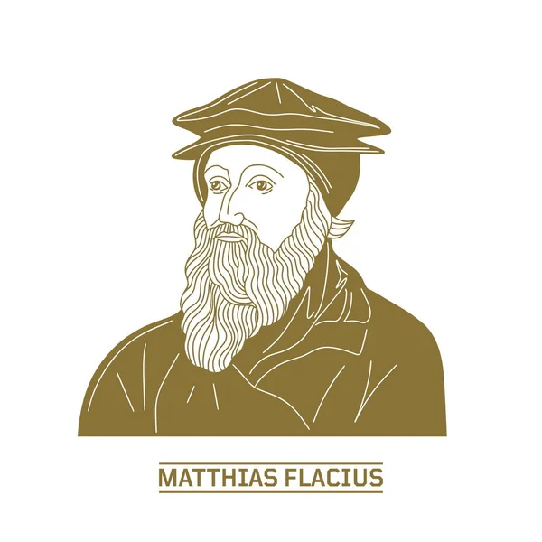 마티아스 Matthias Flacius 1520 1575 이스트 출신의 루터교 개혁가이다 기독교인 — 스톡 벡터