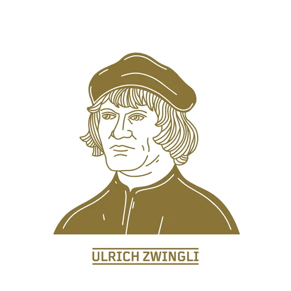 Ulrich Zwingli 1484 1531 Leader Reformation Switzerland Christian Figure — 图库矢量图片