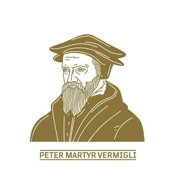 马尔蒂 弗洛米里 Peter Martyr Vermigli 1499年 1562年 是一位意大利出生的改革派神学家 基督教人物 — 图库矢量图片