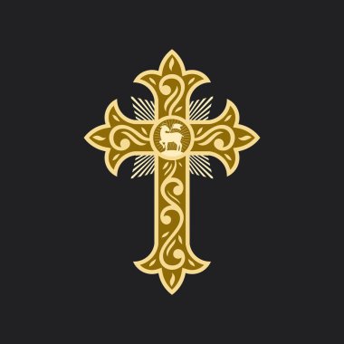 Şekiller ve sembollerle İsa Mesih 'in mecazi haçı.