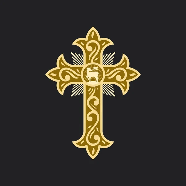 Croix Figurative Jésus Christ Avec Motifs Symboles — Image vectorielle