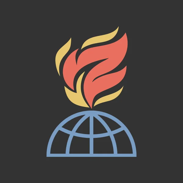 Globus Und Flamme Vektor Logo — Stockvektor
