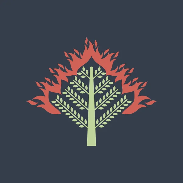 Una Planta Maravillosa Zarza Ardiente Que Vio Profeta Moisés Ilustración — Vector de stock