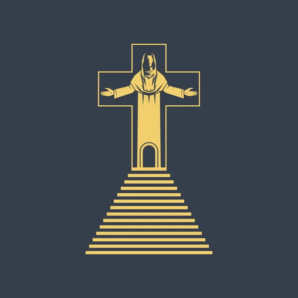 Jésus Christ Attend Ses Enfants Les Bras Tendus — Image vectorielle