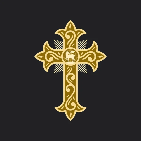 Cruz Figurativa Jesucristo Con Patrones Símbolos Gráficos vectoriales