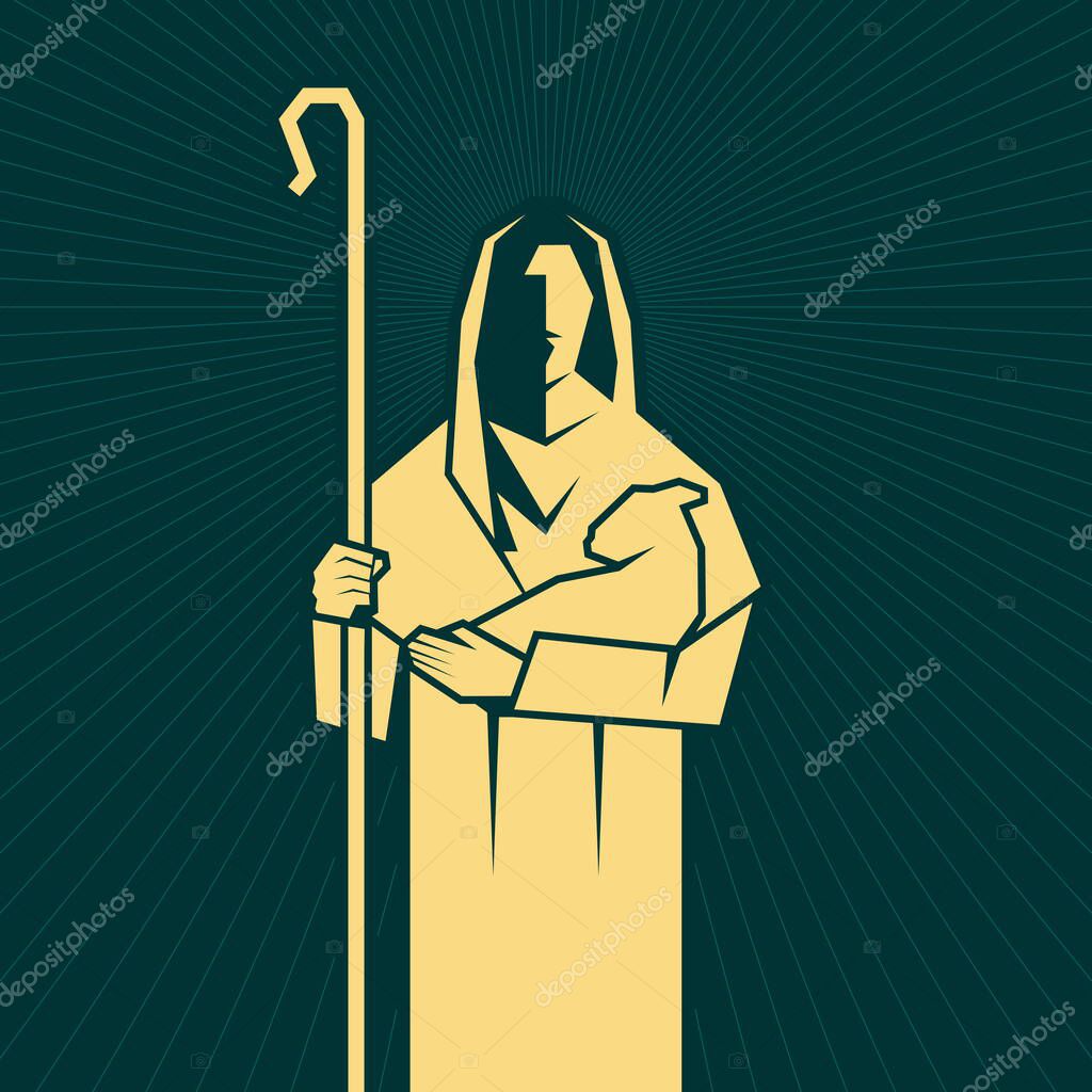 Good Shepherd with a sheep in his arms.