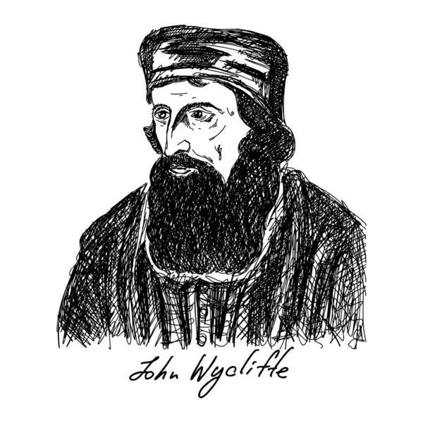 John Wycliffe 1320 1384 English Scholastic Philosopher Theologian Biblical Translator — Stock vektor