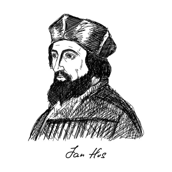 Jan Hus 1369 1415 Fue Teólogo Checo Sacerdote Católico Filósofo — Vector de stock