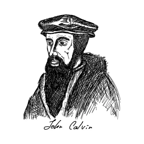 加尔文 John Calvin 1509年 1564年 法国神学家 牧师和改革者 新教改革期间在日内瓦 基督教人物 — 图库矢量图片