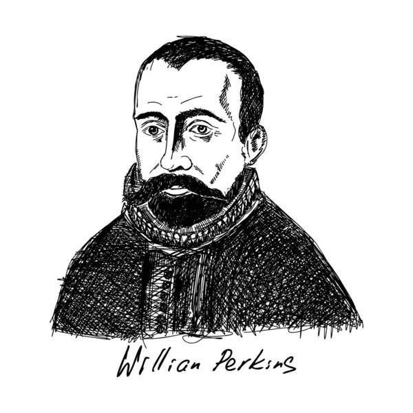 William Perkins 1558 1602 Byl Vlivný Anglický Kněz Teolog Cambridge — Stockový vektor