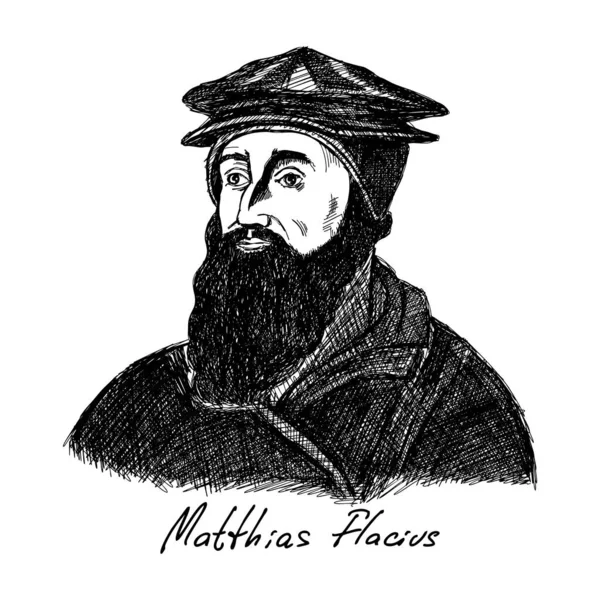 Matthias Flacius 1520 1575 Lutheran Reformer Istria Christian Figure — Vettoriale Stock